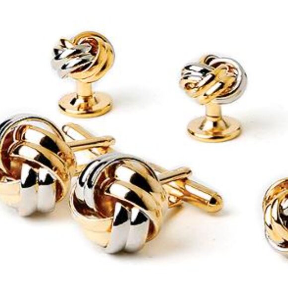 2 Tone Love Knots / Gold and Silver twisted Love Knot Cufflinks and Studs